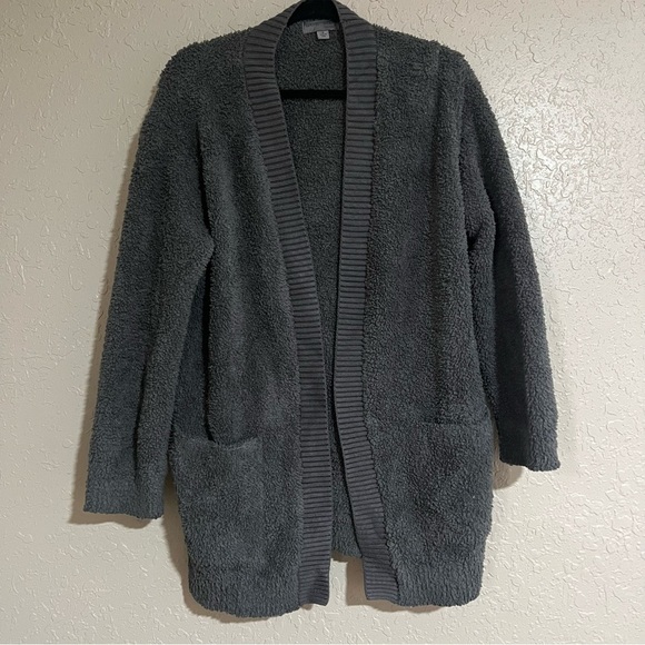 Barefoot Dreams Cozychic Ribbed Knit Trim Cardigan Anchor Size Medium - Picture 2 of 6